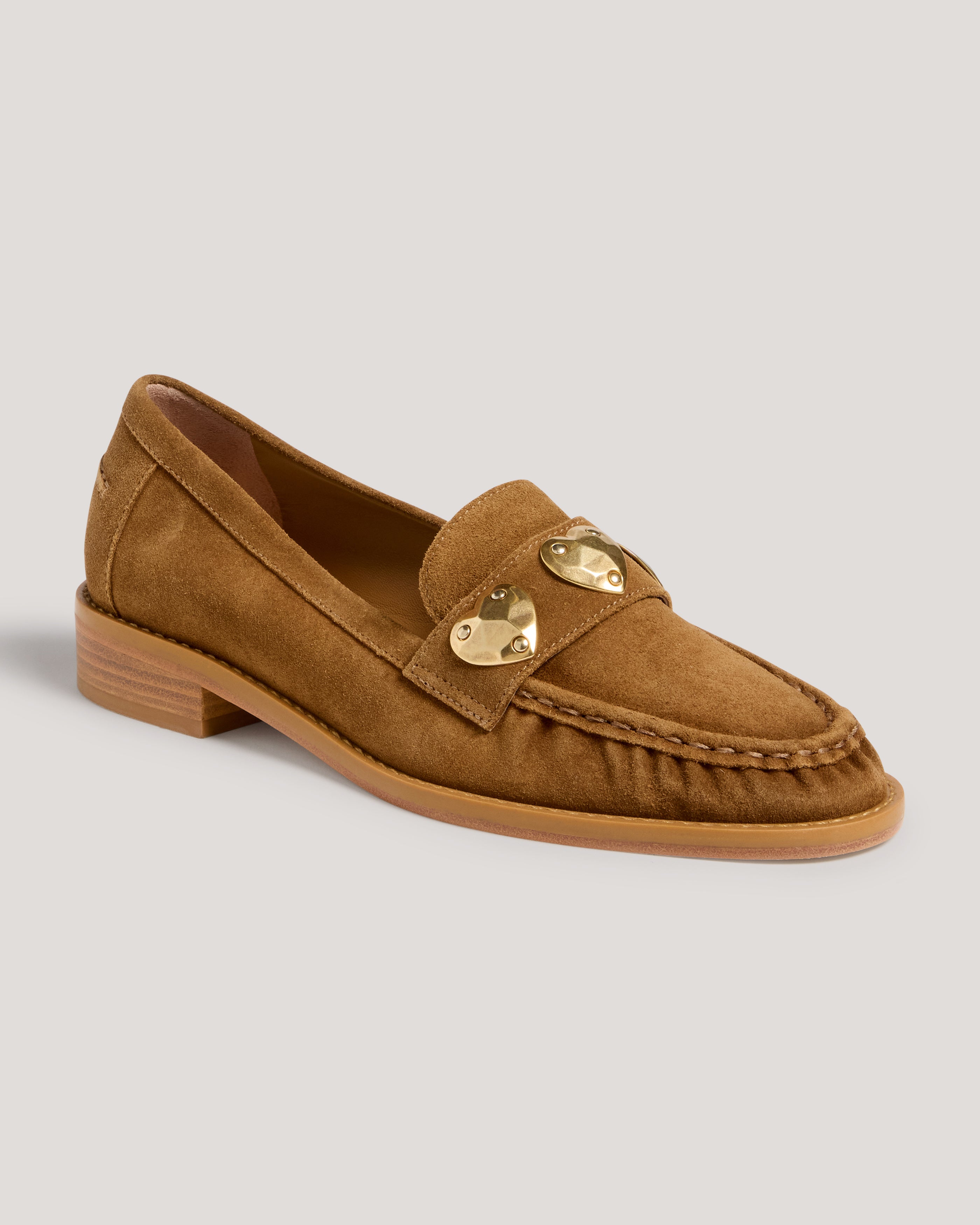 Gretta Metal Hearts Suede Loafer