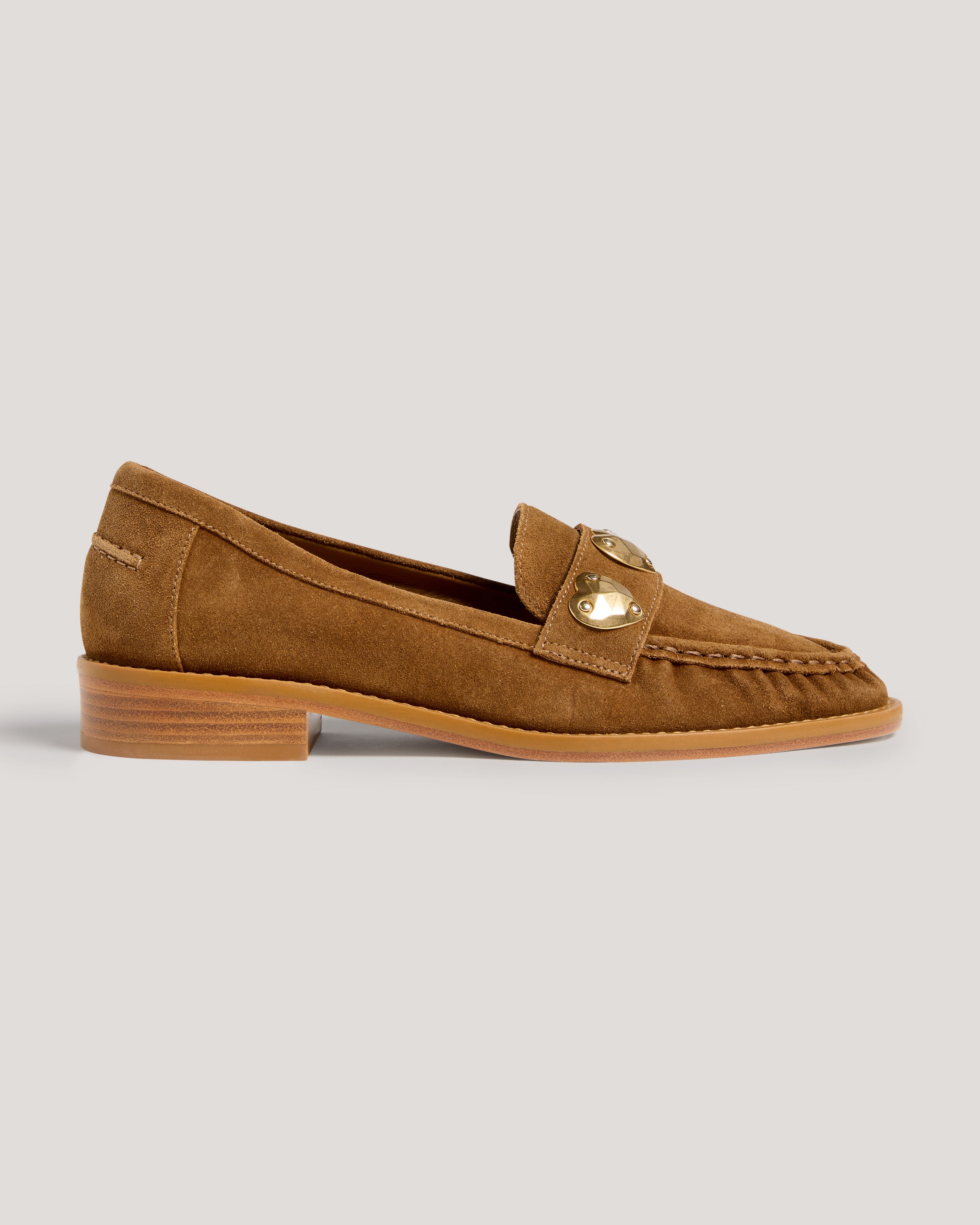 Gretta Metal Hearts Suede Loafer