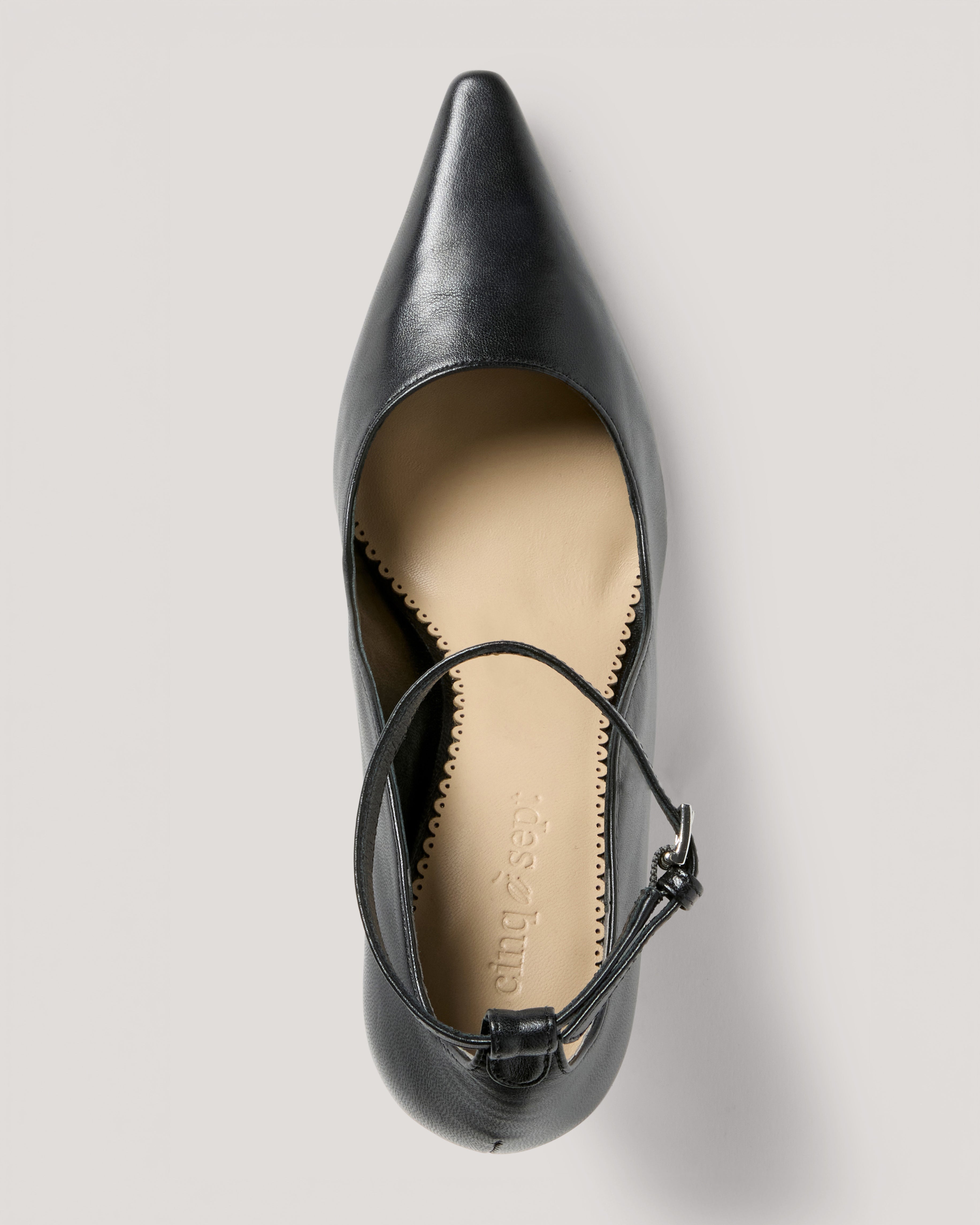 Riley Soft Curve Pointed Toe Ankle Strap Heel