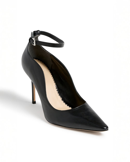 Riley Soft Curve Pointed Toe Ankle Strap Heel