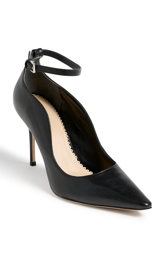 Riley Soft Curve Pointed Toe Ankle Strap Heel