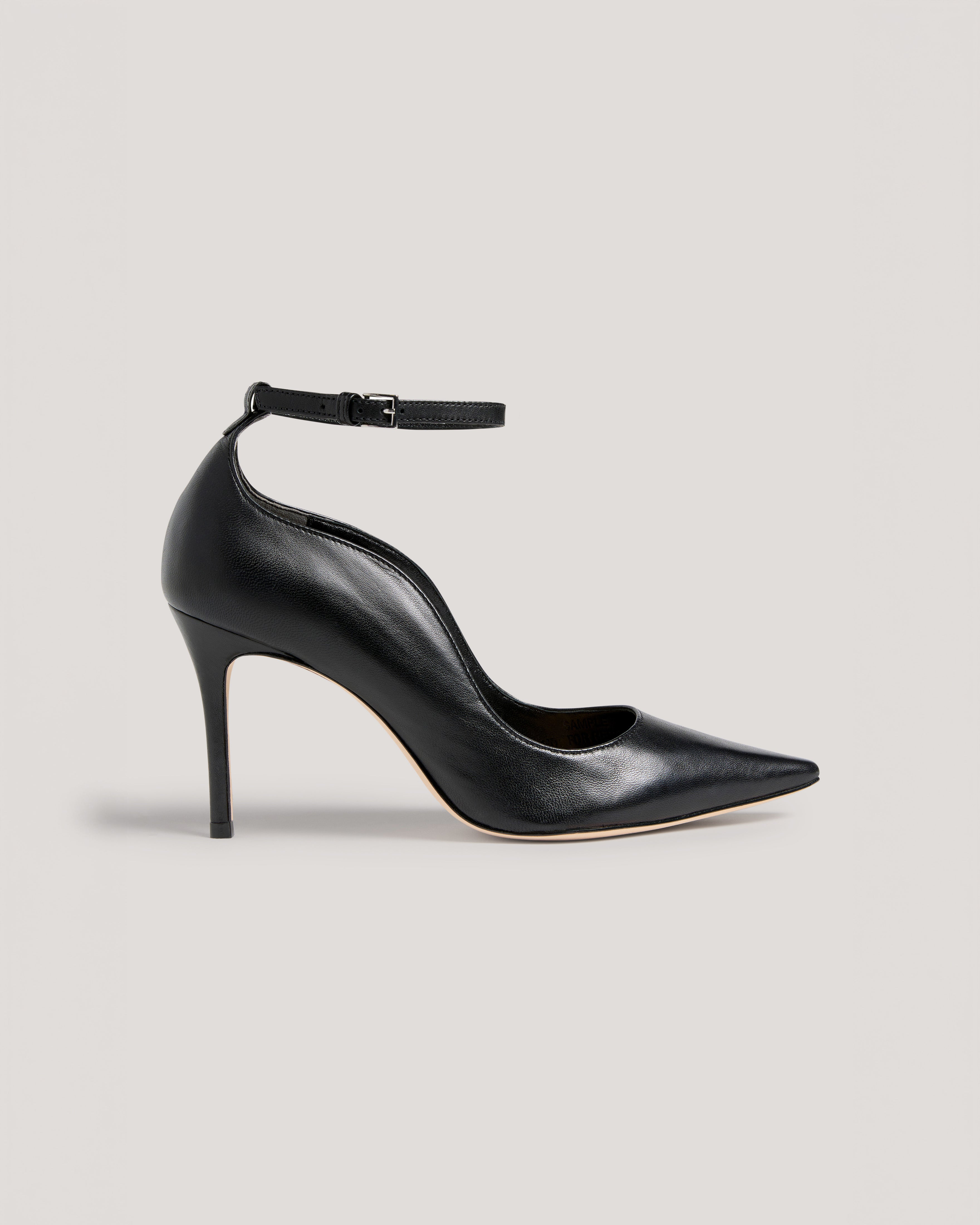 Riley Soft Curve Pointed Toe Ankle Strap Heel