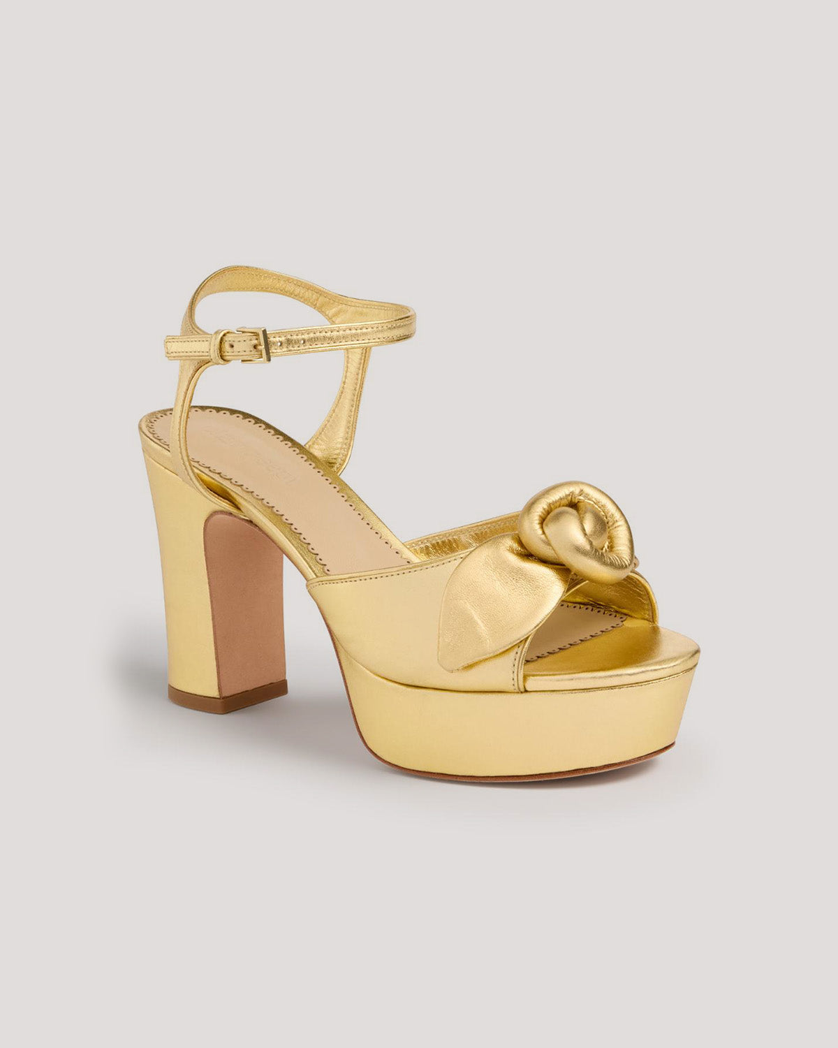 Arianna Knotted Rose Metallic Platform