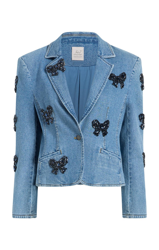 Rhinestone Bow Le Petit Long Sleeve Khloe Blazer