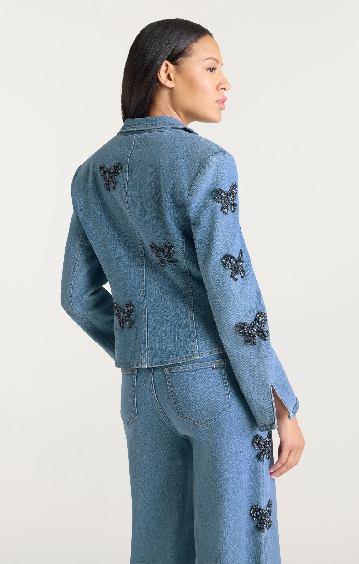 Rhinestone Bow Le Petit Long Sleeve Khloe Blazer