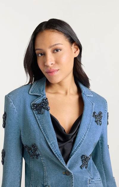 Rhinestone Bow Le Petit Long Sleeve Khloe Blazer