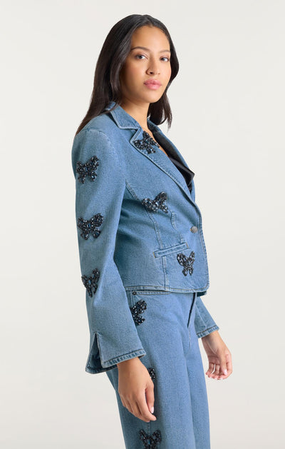 Rhinestone Bow Le Petit Long Sleeve Khloe Blazer