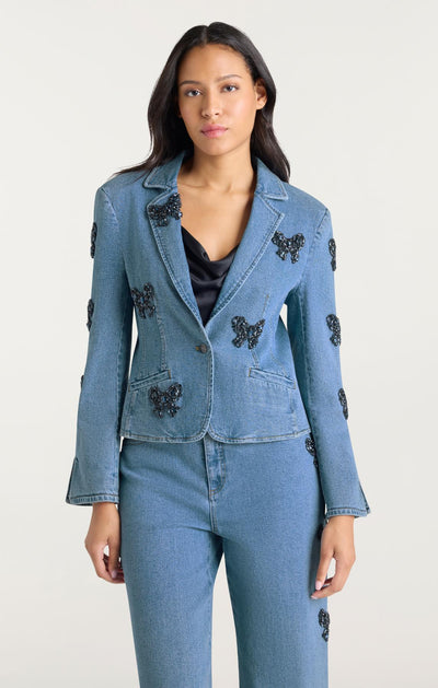 Rhinestone Bow Le Petit Long Sleeve Khloe Blazer