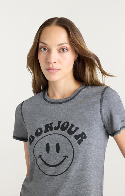 Bonjour Smiley Shrunken Tee