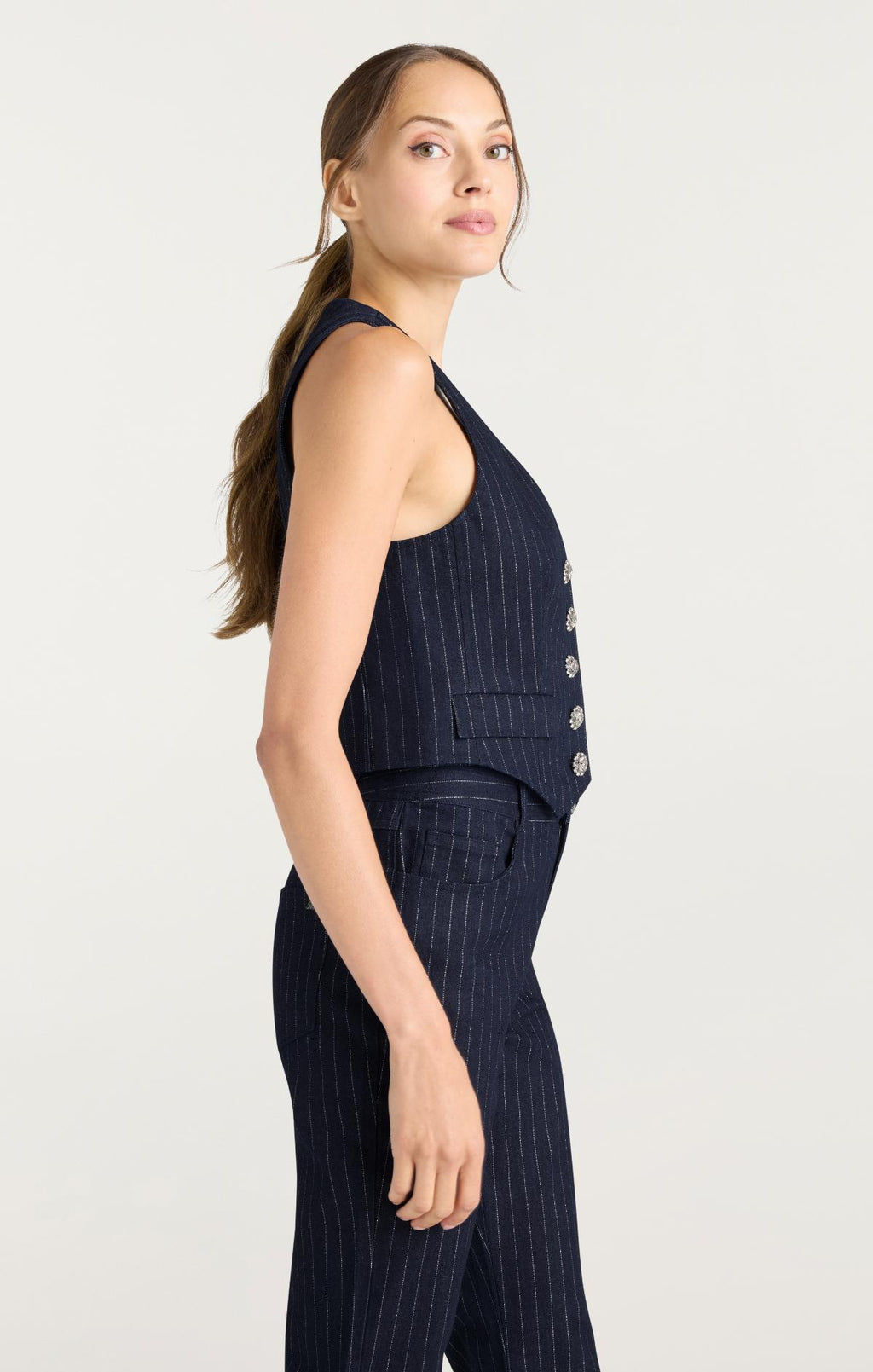Metallic Pinstripe Anderson Vest