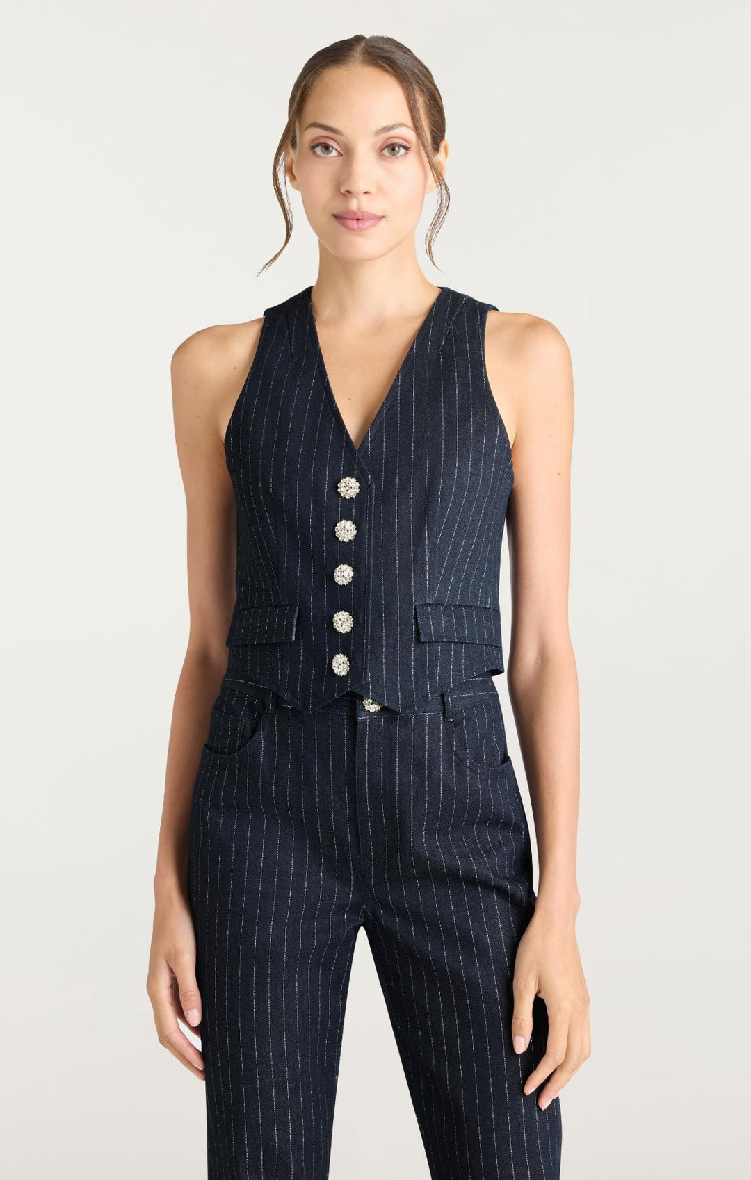 Metallic Pinstripe Anderson Vest – Cinq à Sept