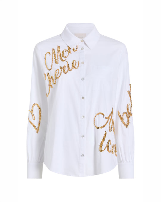 Crushed Sequin Loveletter Blanche Top
