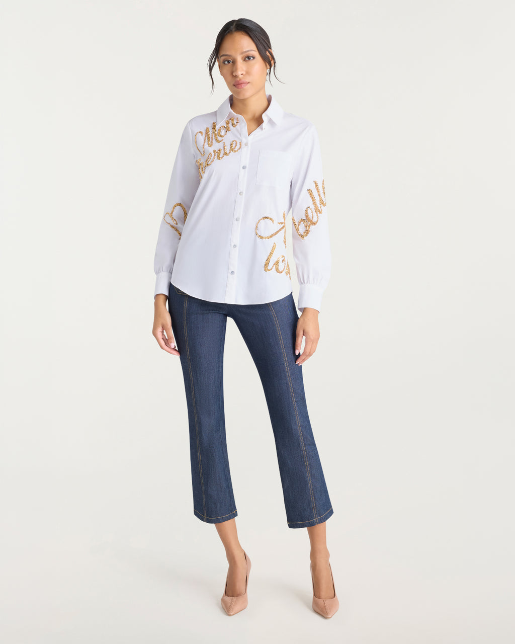 Crushed Sequin Loveletter Blanche Top