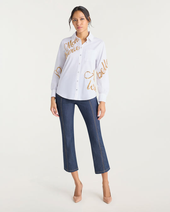 Crushed Sequin Loveletter Blanche Top
