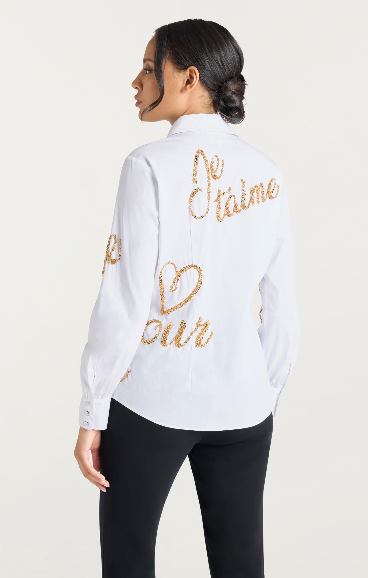 Crushed Sequin Loveletter Blanche Top