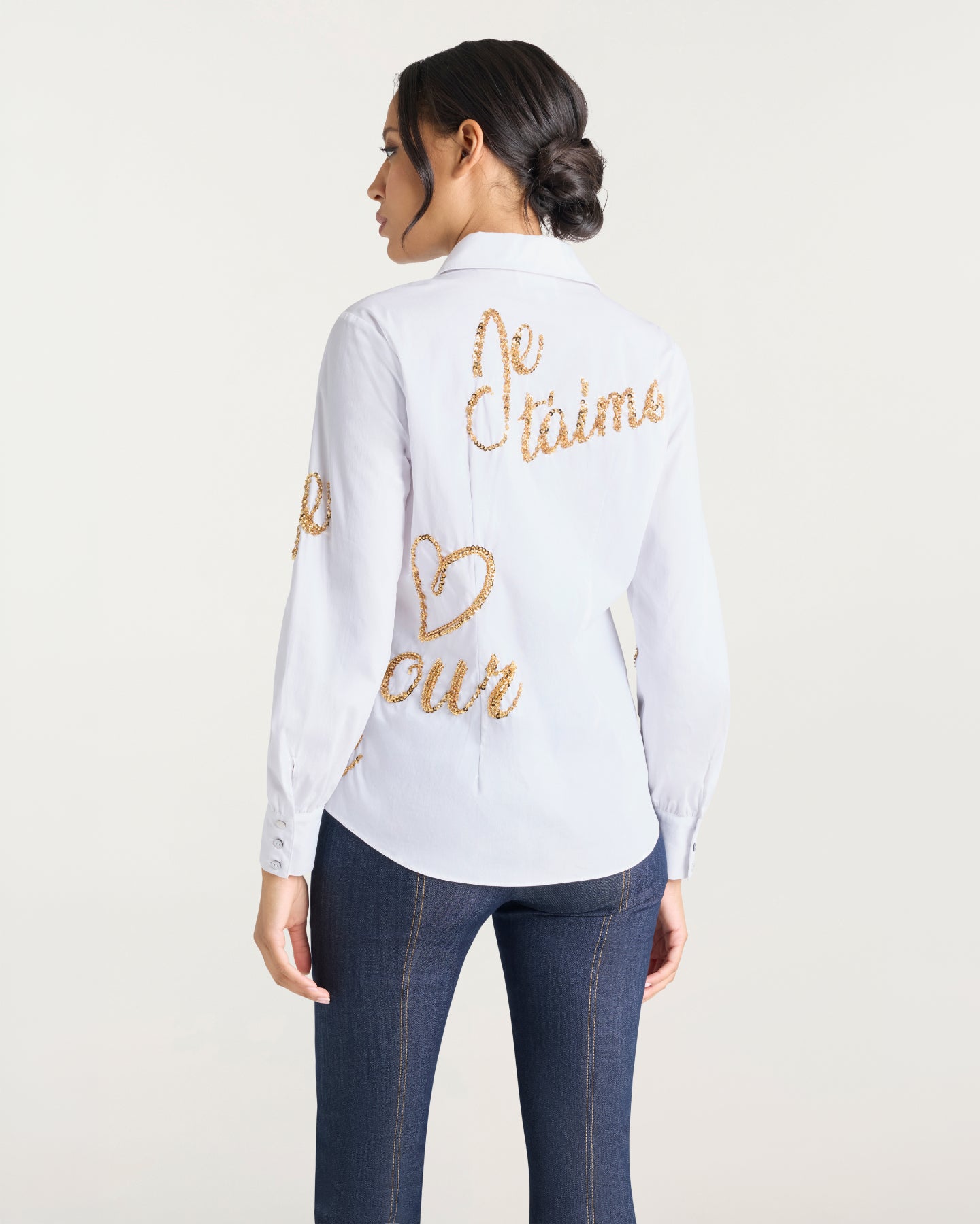 Crushed Sequin Loveletter Blanche Top