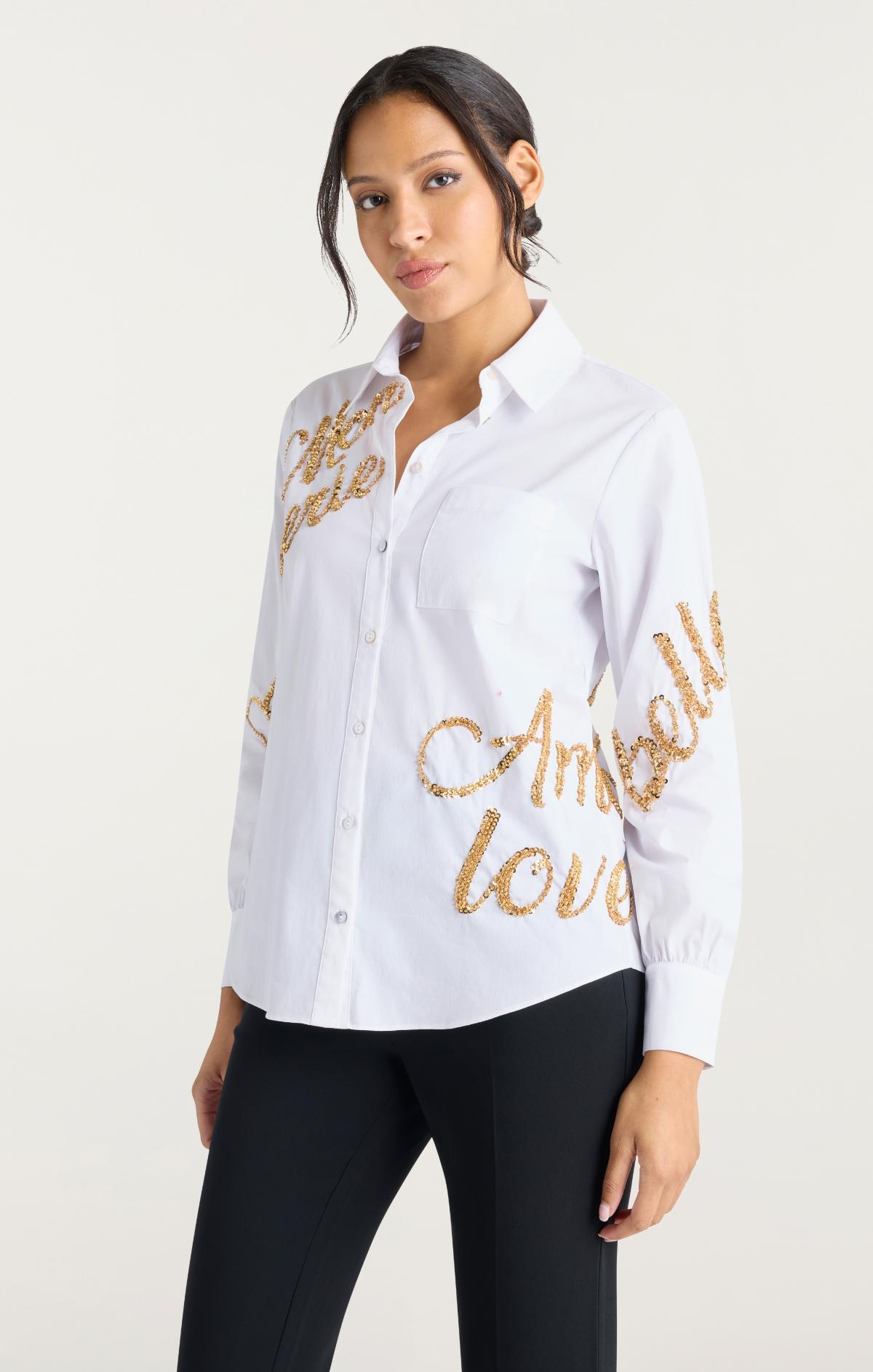 Crushed Sequin Loveletter Blanche Top
