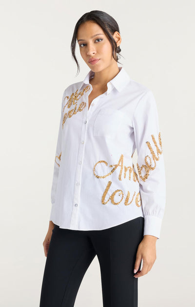 Crushed Sequin Loveletter Blanche Top