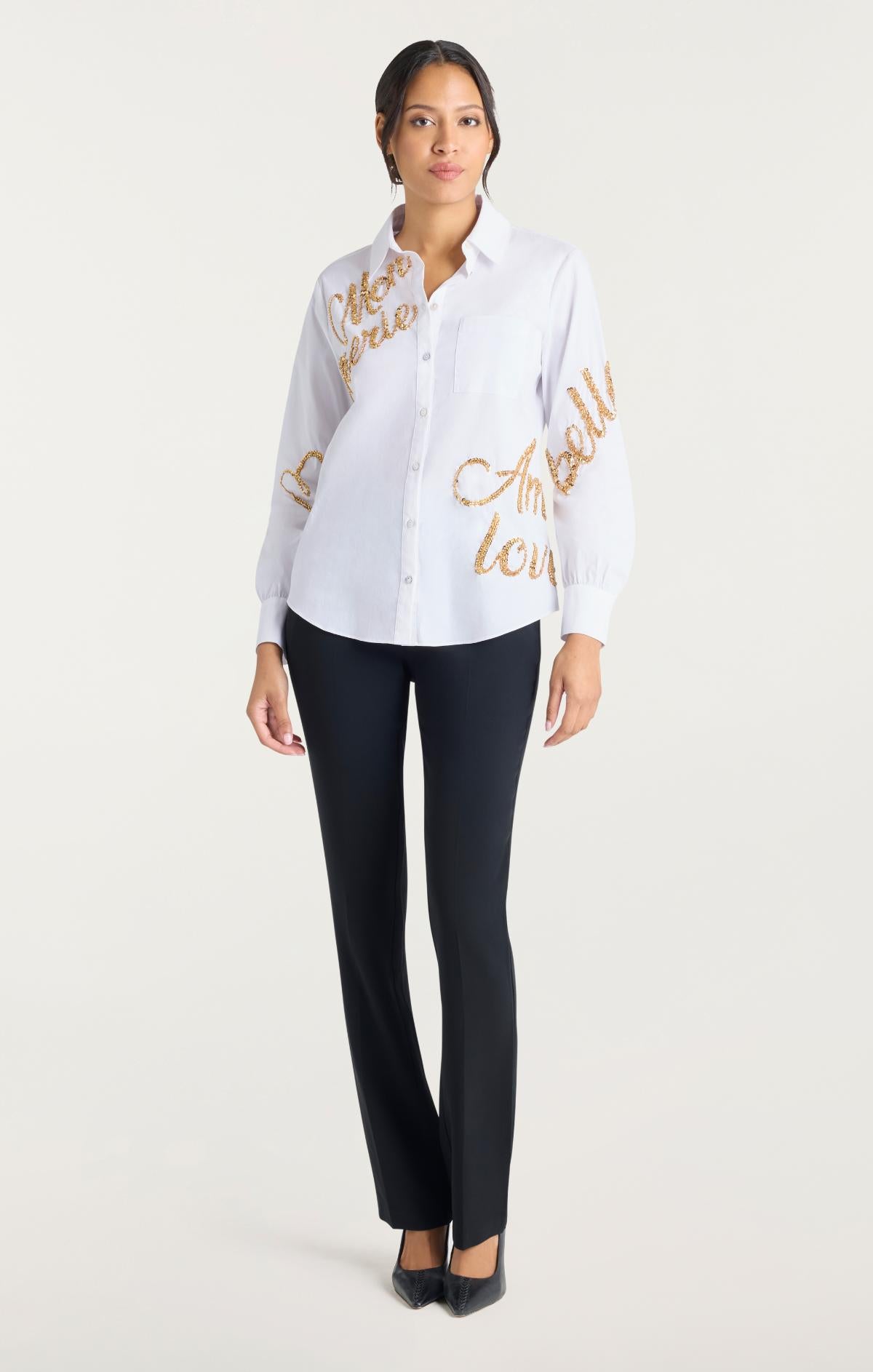 Crushed Sequin Loveletter Blanche Top