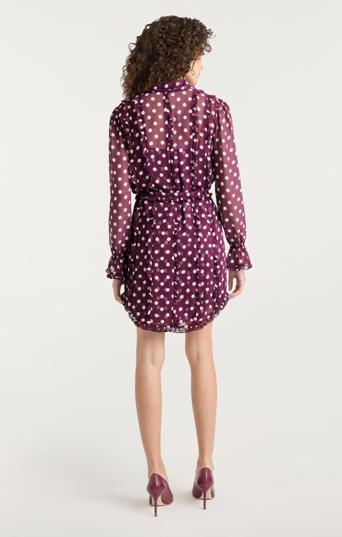 Cinq  Sept Camille Polka Dot Dress - Deep Plum/limestone - 12