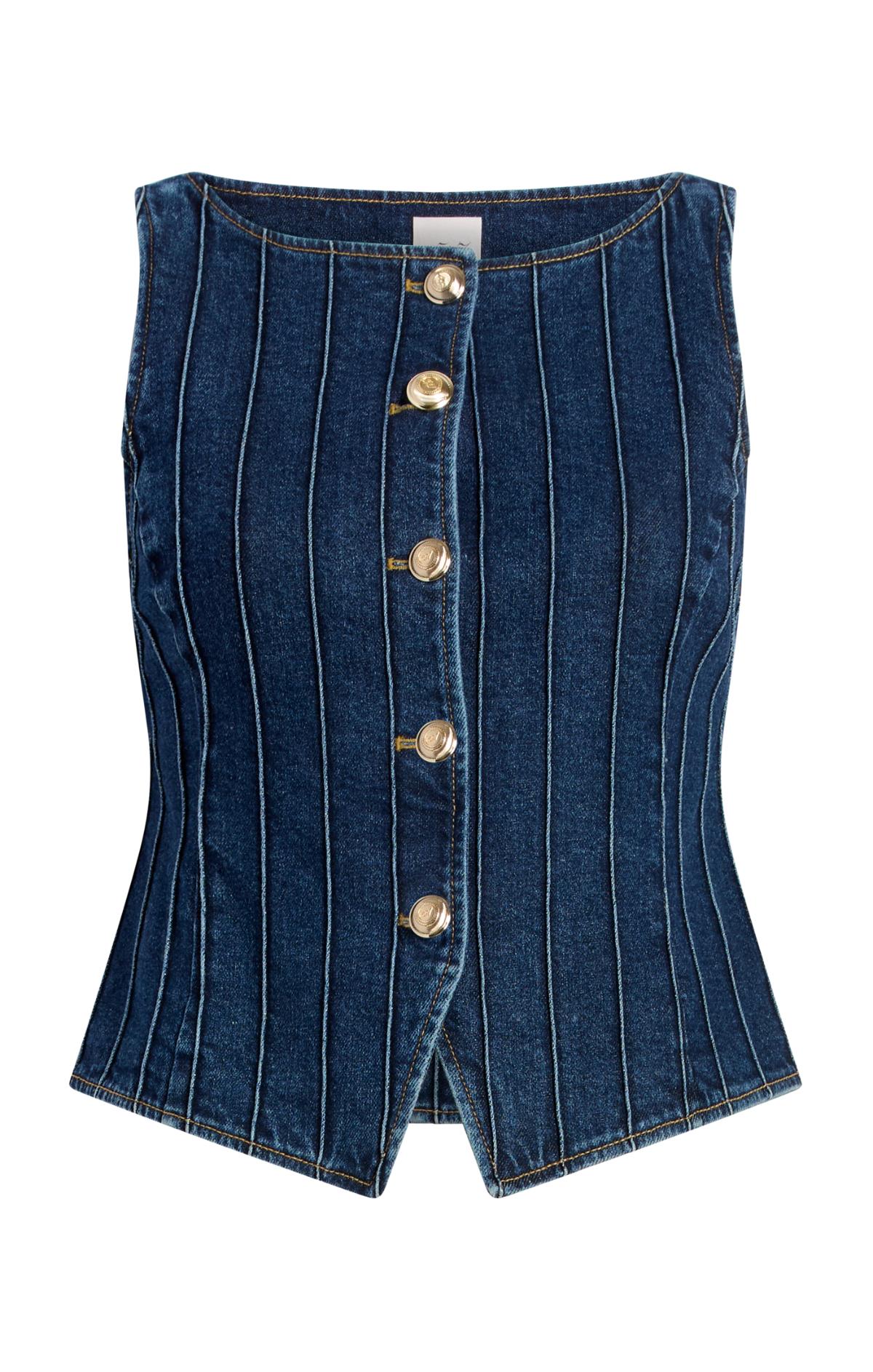 Denim Pintuck Camen Vest