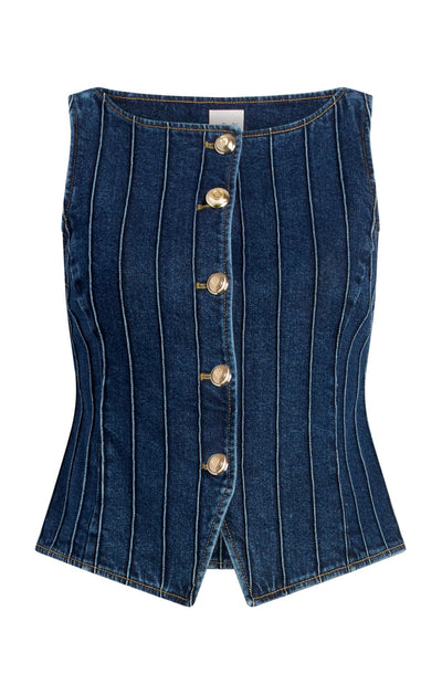 Denim Pintuck Camen Vest