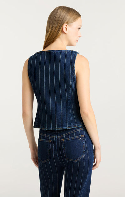 Denim Pintuck Camen Vest