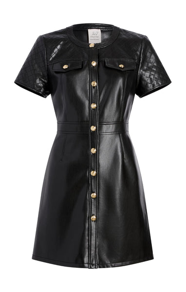 quilted faux leather dress Cinq Sept Layla Quilted Faux Leather Minidress in Black