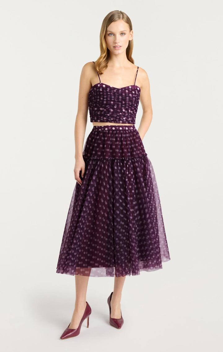 fitted lace wedding dress Purple Polka Dot Print Princess Dress – BENJI & MOM main image 1