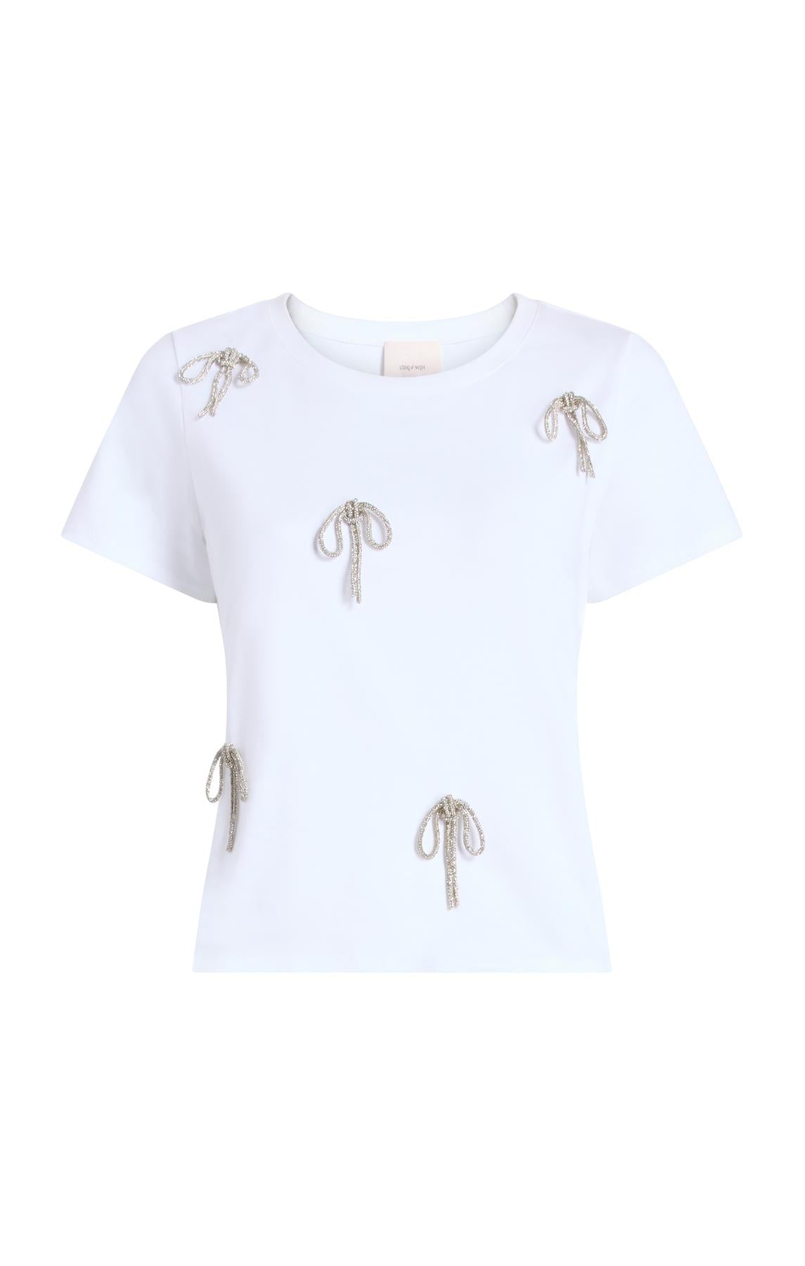 Corded Rhinestone Bow Shrunken Tee – Cinq à Sept