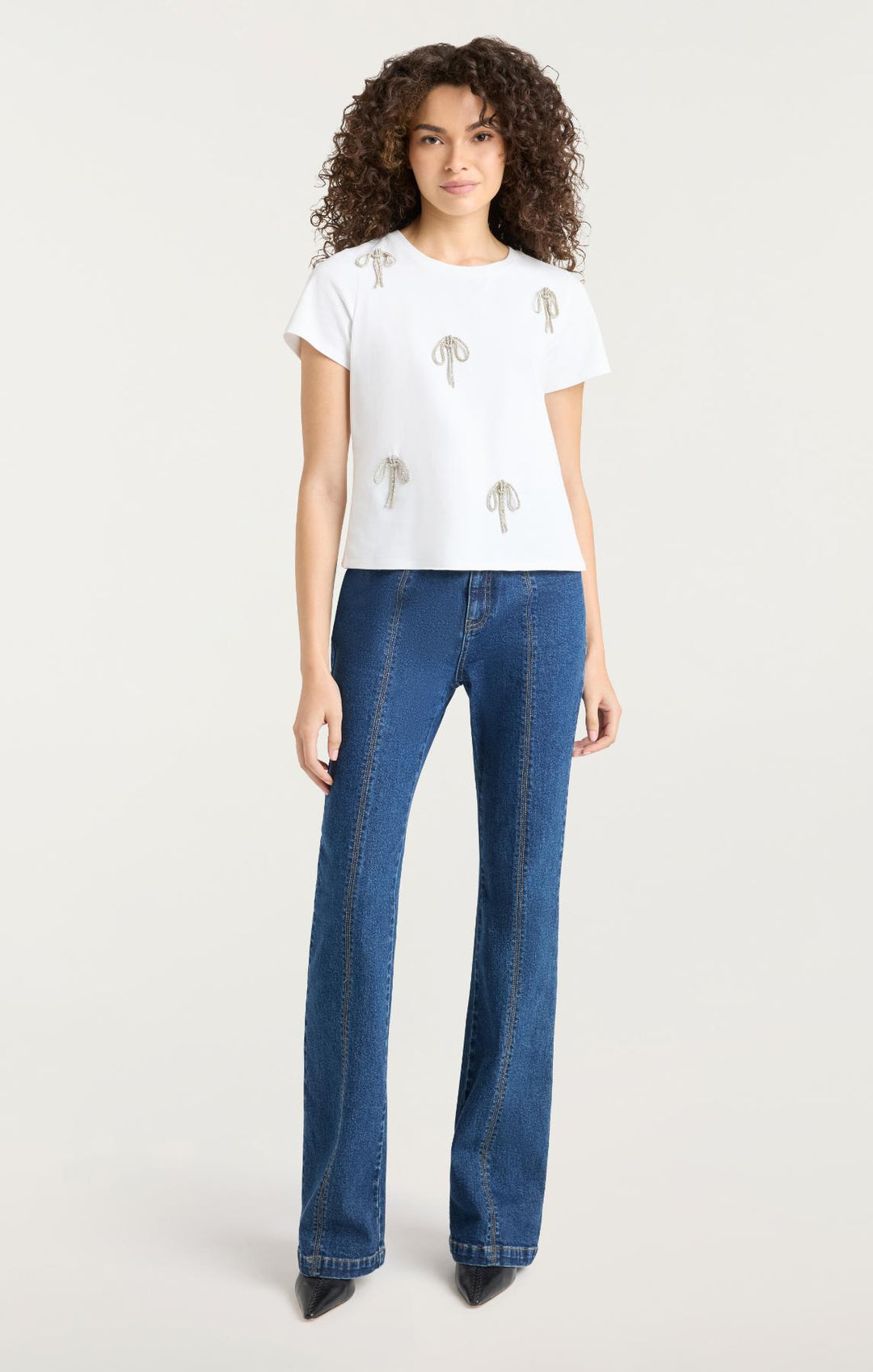 Corded Rhinestone Bow Shrunken Tee – Cinq à Sept