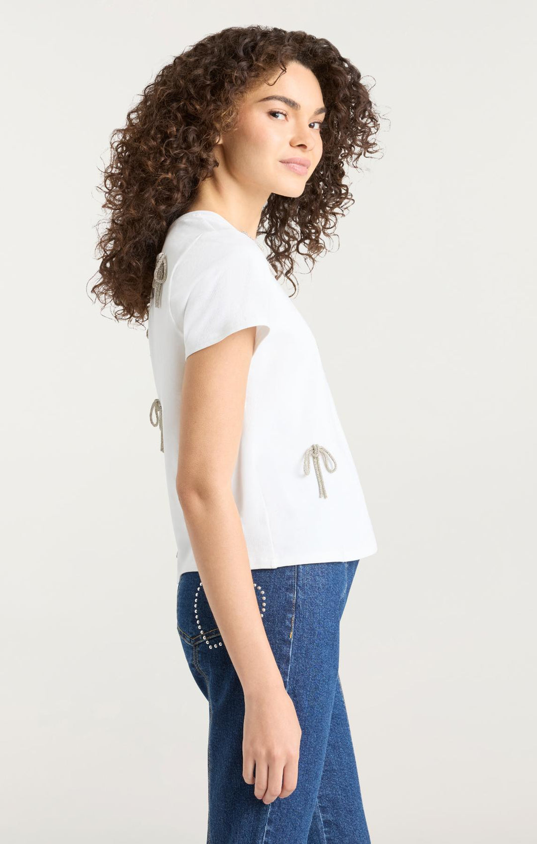 Corded Rhinestone Bow Shrunken Tee – Cinq à Sept