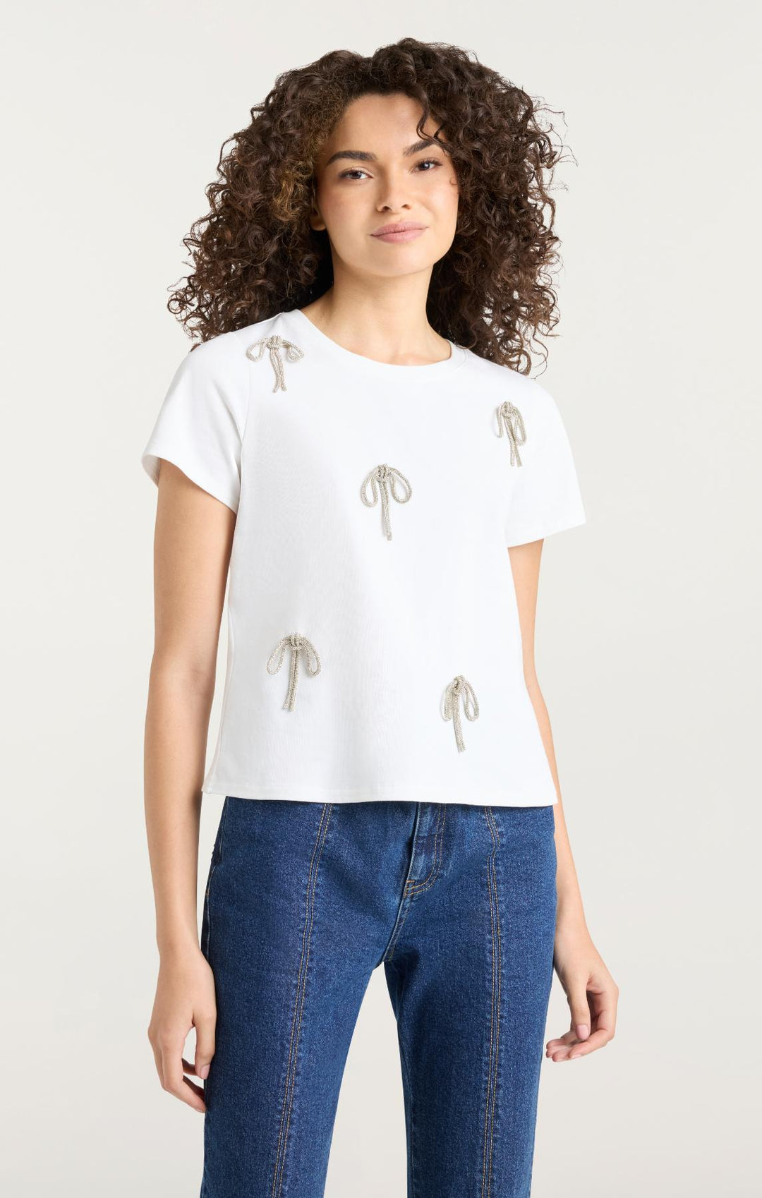 Corded Rhinestone Bow Shrunken Tee – Cinq à Sept