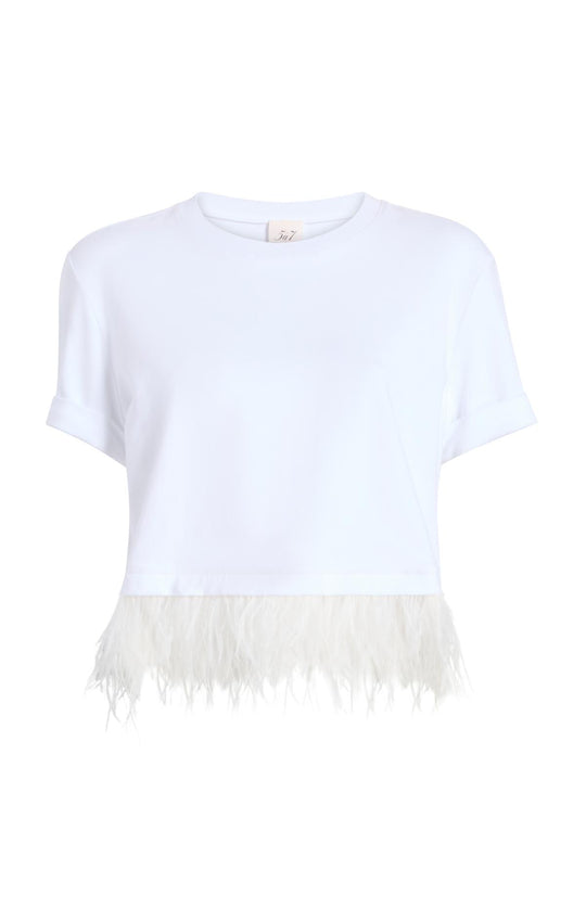 Short Sleeve Cropped Feather Tee