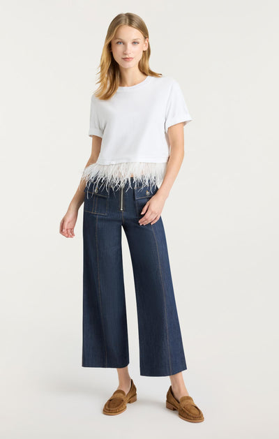 Short Sleeve Cropped Feather Tee