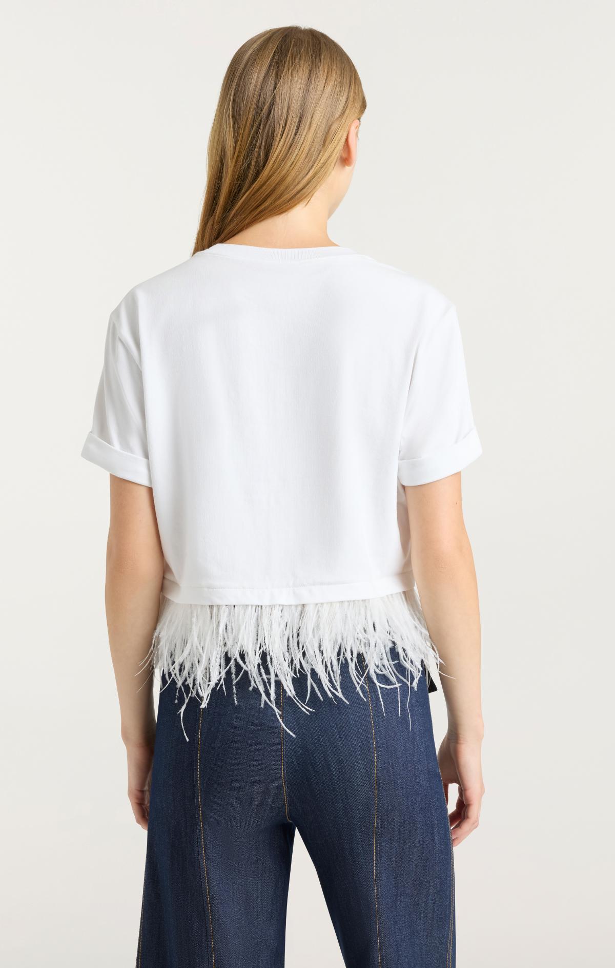 Short Sleeve Cropped Feather Tee