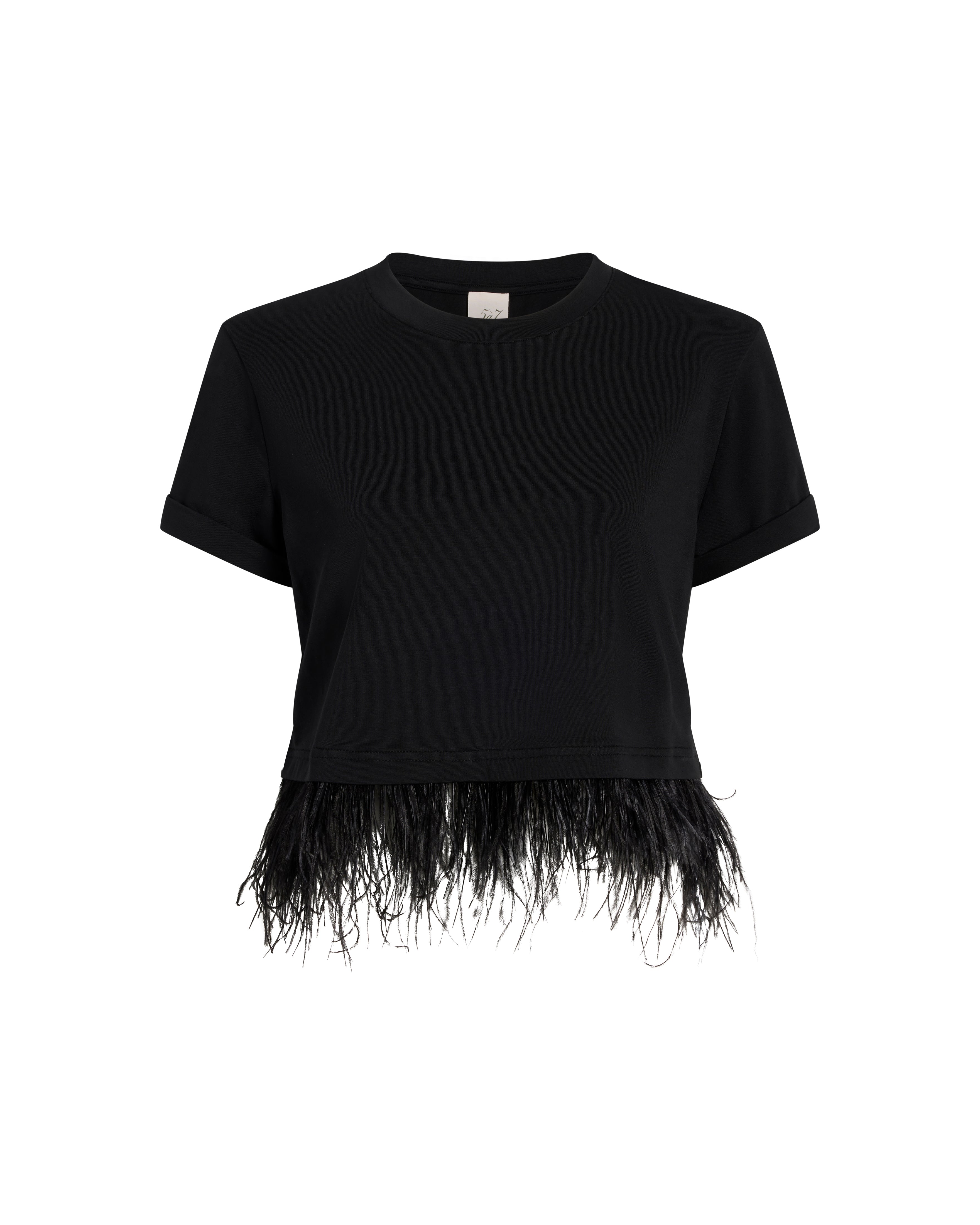 Short Sleeve Cropped Feather Tee