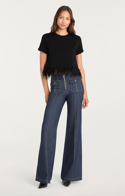 Short Sleeve Cropped Feather Tee