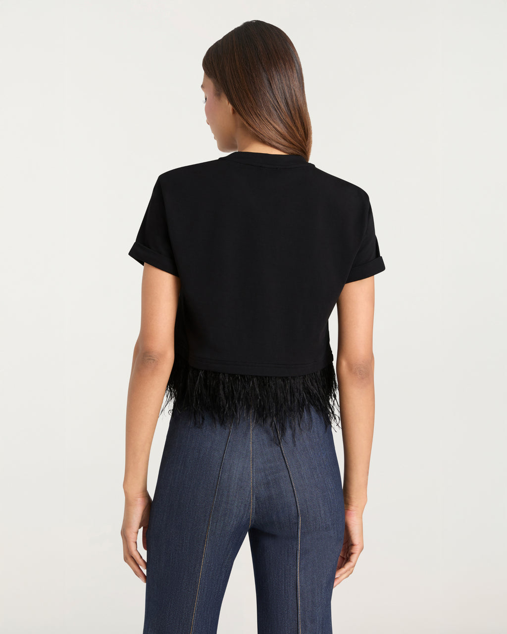 Short Sleeve Cropped Feather Tee