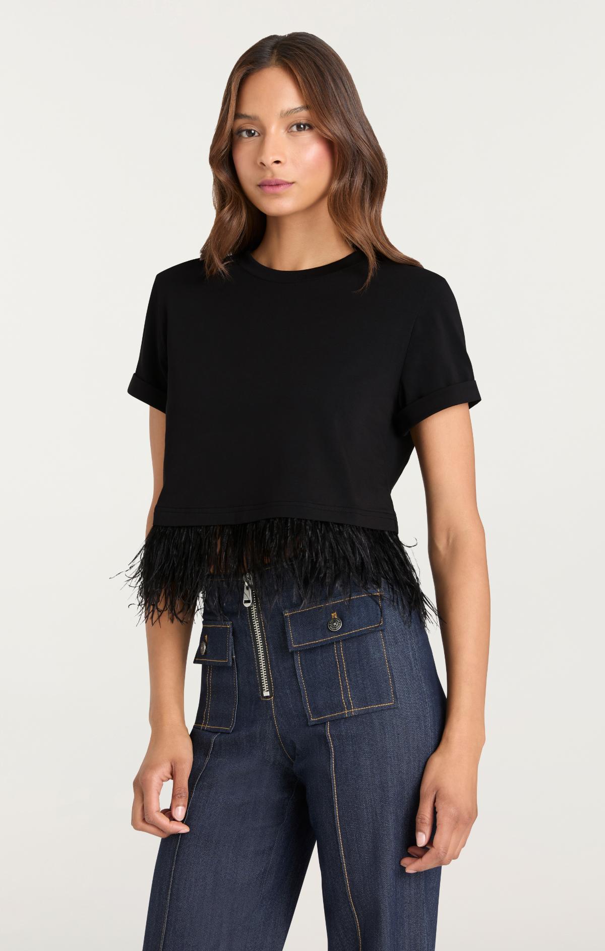 Short Sleeve Cropped Feather Tee