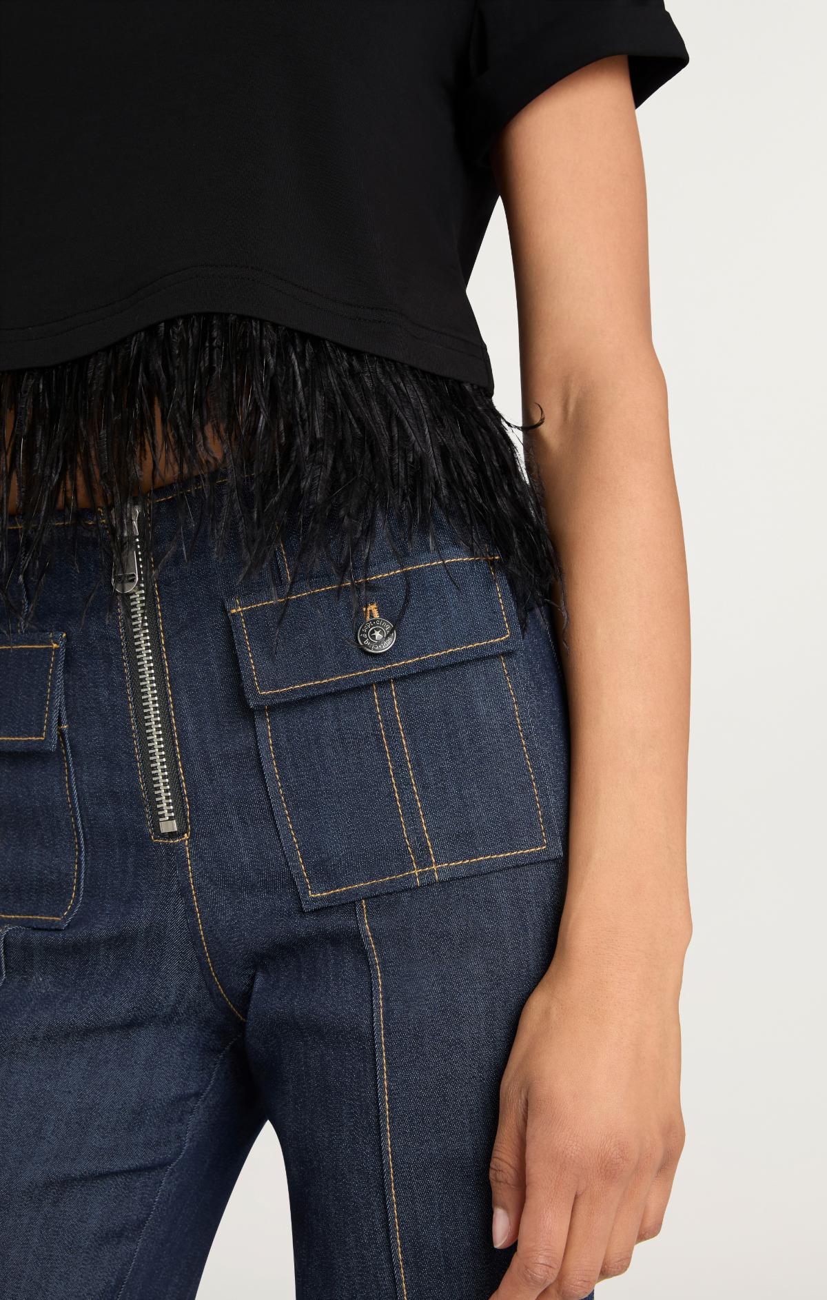 Short Sleeve Cropped Feather Tee