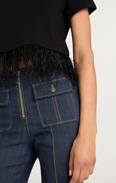 Short Sleeve Cropped Feather Tee