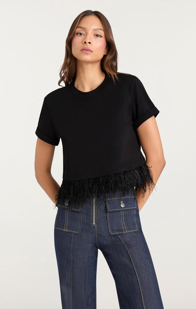 Short Sleeve Cropped Feather Tee