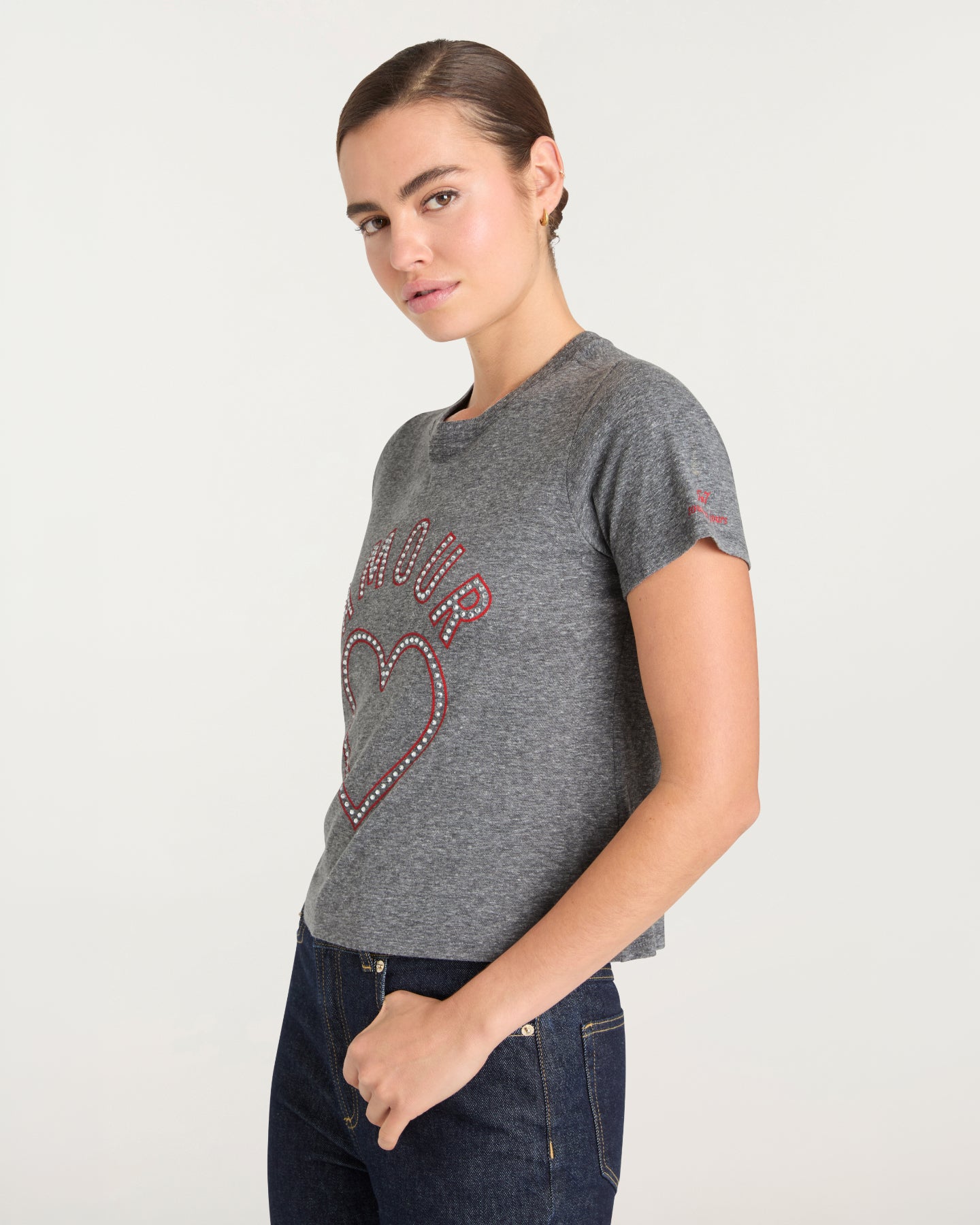 Crystal Amour Heart Shrunken Tee – Cinq à Sept