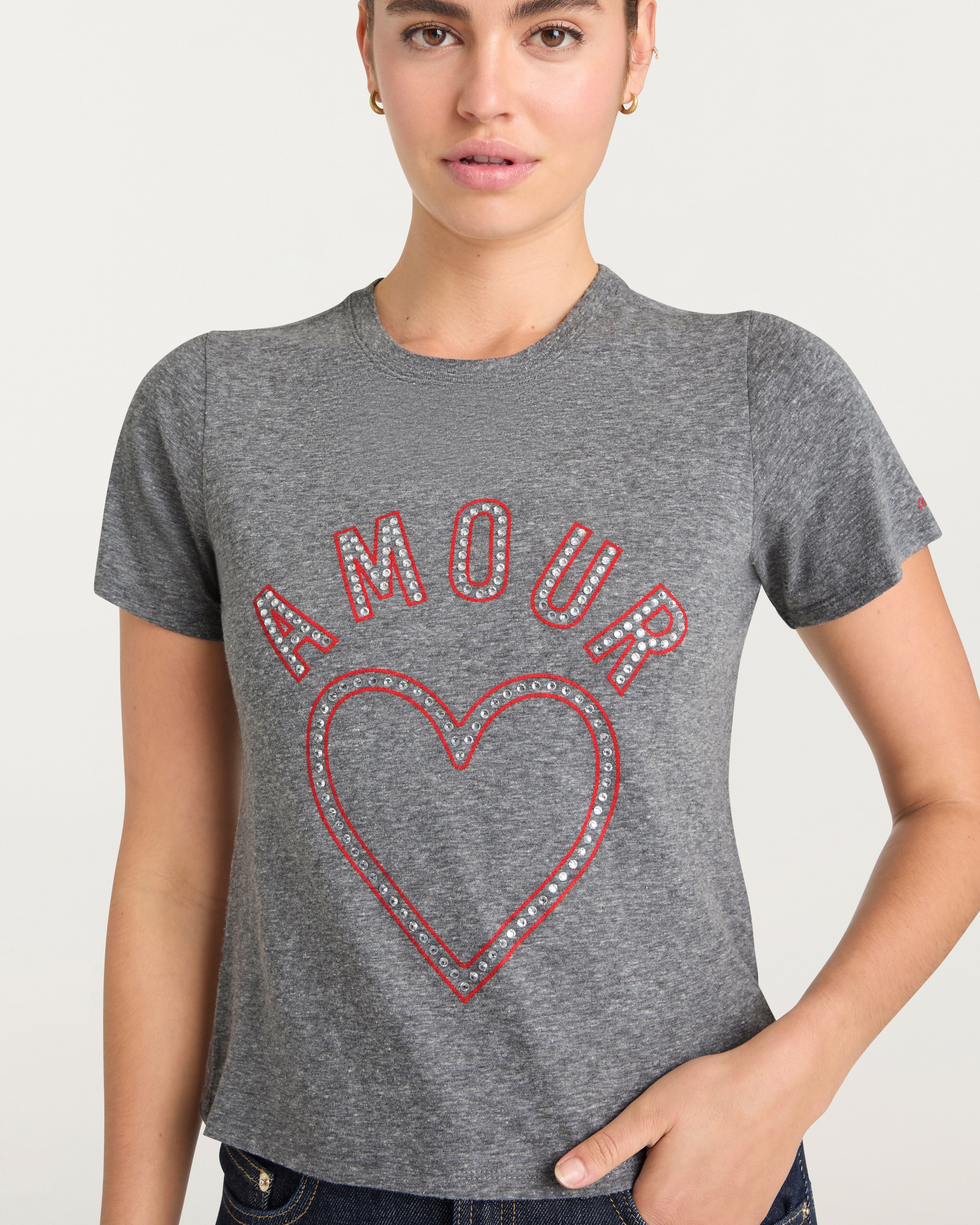 Crystal Amour Heart Shrunken Tee
