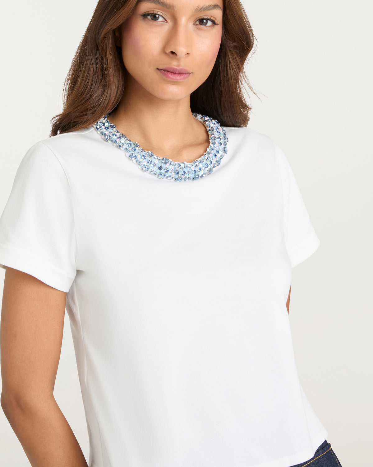 Rhinestone Border Shrunken Tee