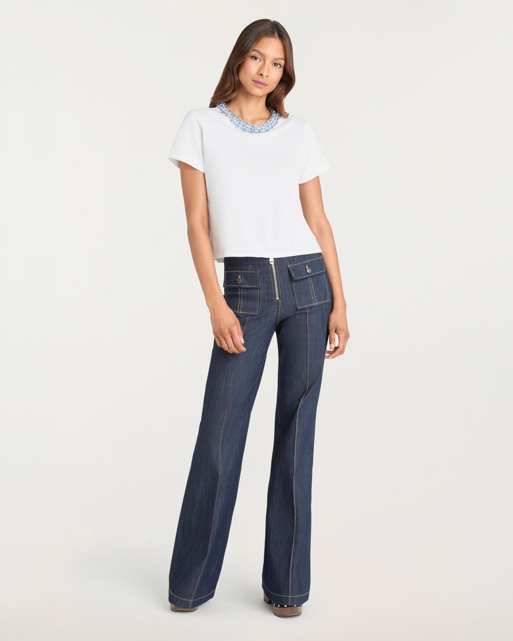Rhinestone Border Shrunken Tee