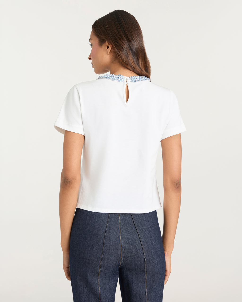 Rhinestone Border Shrunken Tee