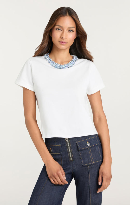 Rhinestone Border Shrunken Tee