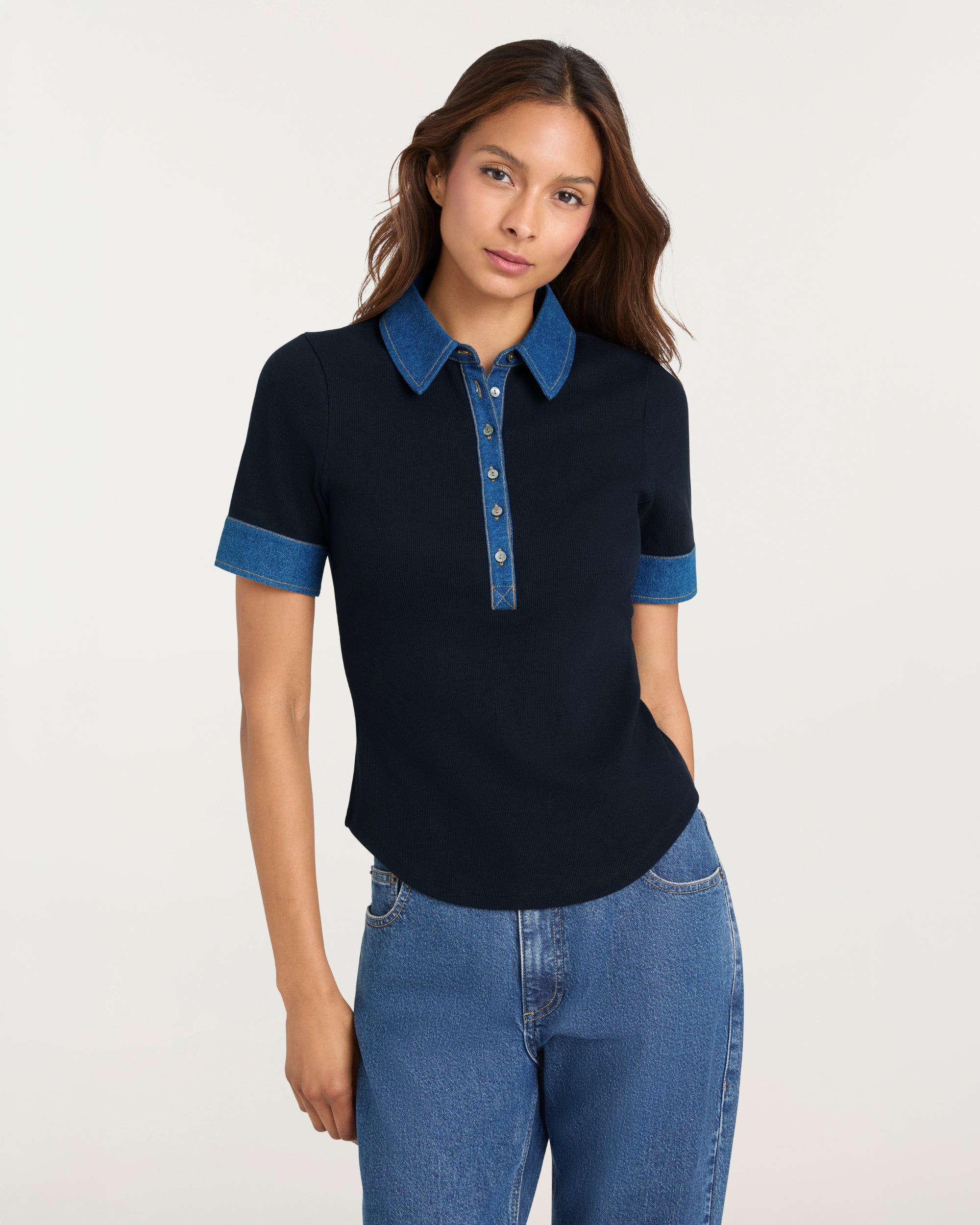 Jean Combo Short Sleeve Jaden Top